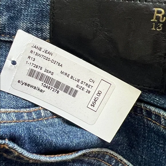 R13 Jane Jean Mire Blue size 28 New with tags - Picture 9 of 10